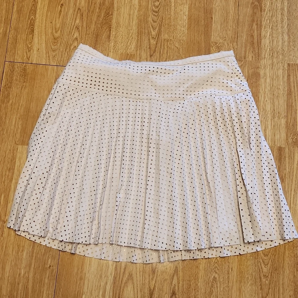 J Crew cream pleated laser cut skirt sz 10